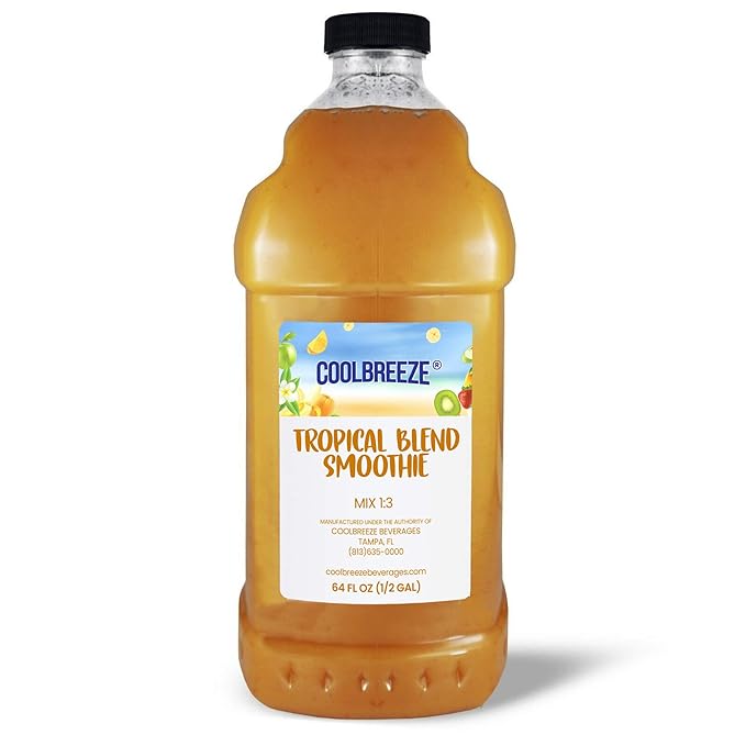 Coolbreeze Beverages Premium Flavor Syrups - Frozen Fruit Smoothie Blends - Frozen Drink Machine Mix Blender Use - Shelf Stable Made with Real Fruit! (Tropical Blend Smoothie)