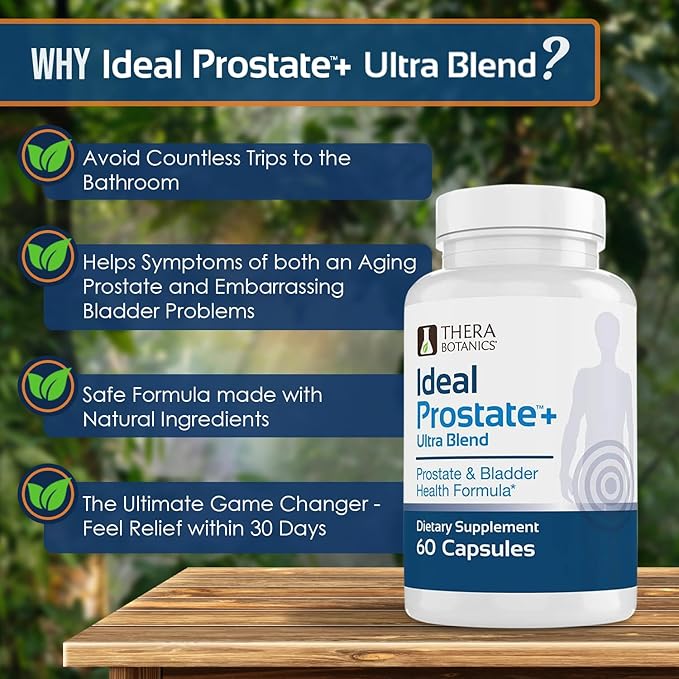 Advanced Men's Prostate Support by Ideal Prostate Plus Ultra with Reishi Mushroom Saw Palmetto Lycopene and More for Natural Relief - 2 Bottles