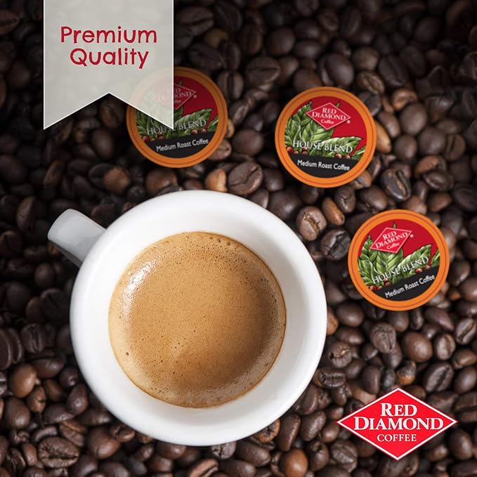 Red Diamond Coffee Cups House Blend Medium Roast Single Serve Coffee Cups Compatible with Most Brewers 6 Boxes of 12 Pods (72 Servings)