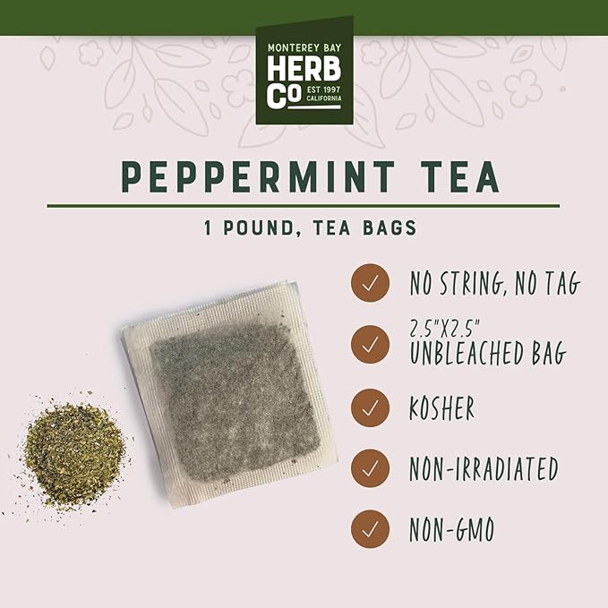 Peppermint Tea by Herb Co Caffeine Free Herbal Tea 1 lb