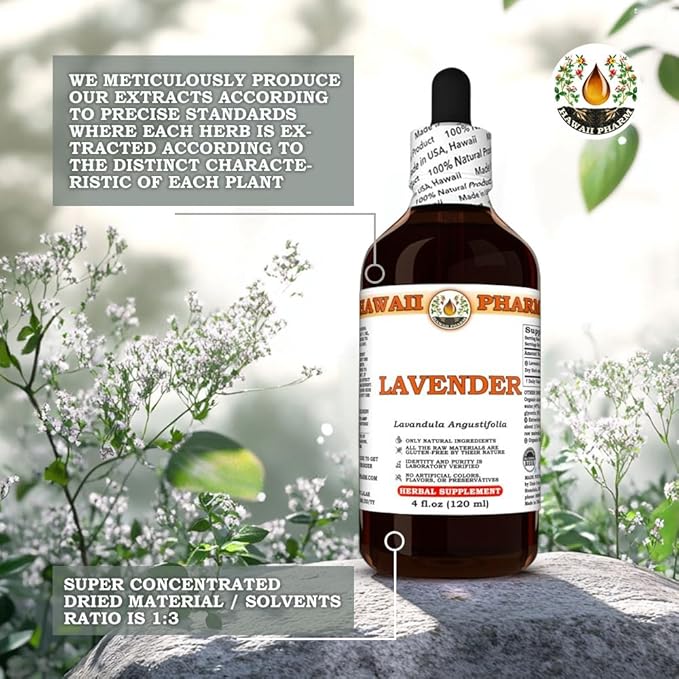 Lavender (Lavandula Angustifolia) Dry Herb Tincture Made in Hawaii Professional Grade Small Batch Raw Materials All Natural Vegan Pure Liquid Extract - 2 fl.oz
