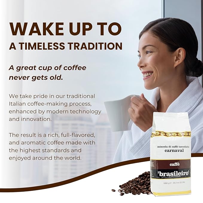 Danesi Caffe Italian Whole Coffee Beans - Espresso Coffee Beans and Medium Roast Whole Bean - Perfect for Espresso Machines French Press and Home Brewing - Brasileiro (2.2 lb)