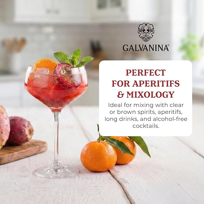 Galvanina Tangerine &amp Prickly Pear – Premium Organic Italian Sparkling Soda 12 fl oz (6 Glass Bottles) | Vibrant Tangerine with Subtle Cactus Sweetness Crafted for Cocktails &amp Refreshing Mom