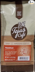 Tejas Cafe Hazelnut Ground Coffee 11 oz (Pack of 2)