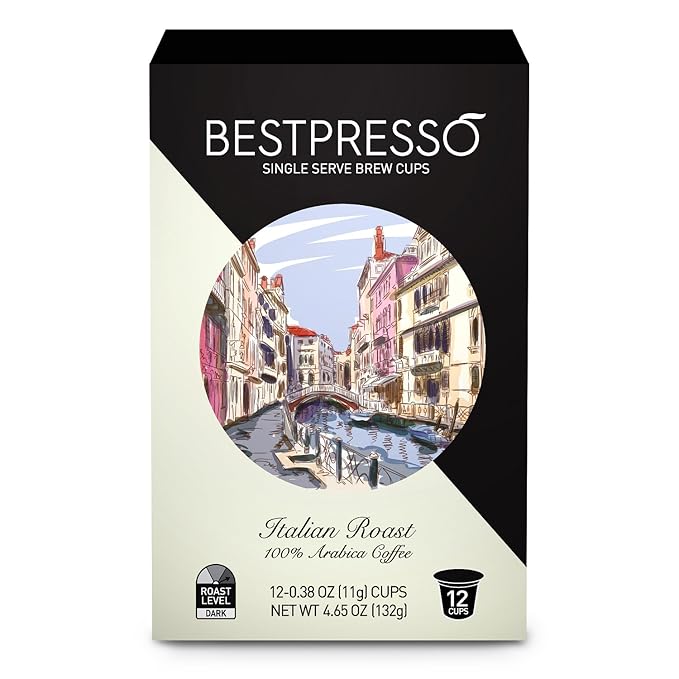 Bestpresso Coffee Italian Roast Single Serve K-Cup 72 Count (Compatible with 2.0 Keurig Brewers) 6 packs of 12 cups