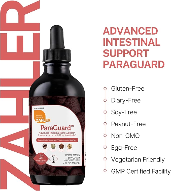 Zahler - ParaGuard Liquid Drops - Gut Health Supplement - Formula has Wormwood Garlic Bulb Pumpkin Seed Clove &amp More - Natural Support for Humans - Certified Kosher (4 Oz) (4 oz. Drop)