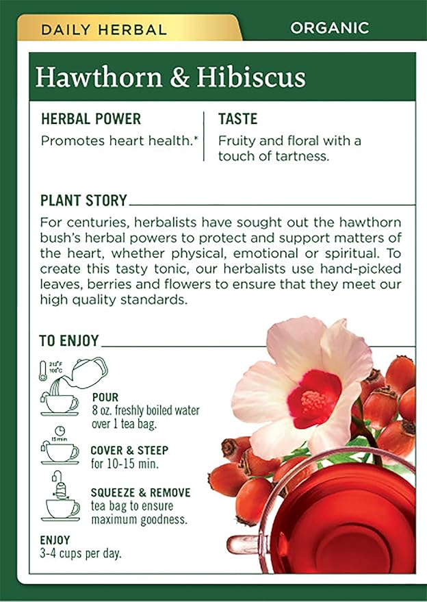 Traditional Medicinals Organic Hawthorn &amp Hibiscus Herbal Tea Promotes Heart Health (Pack of 3) 48 Tea Bags Total