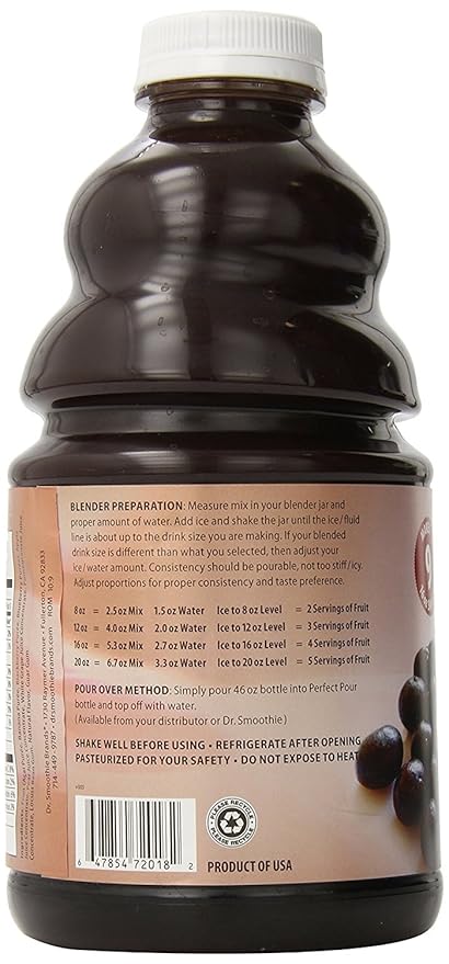 Dr. Smoothie 100% Crushed Fruit Smoothie Acai Plus 46-Ounce Bottles (Pack of 2)
