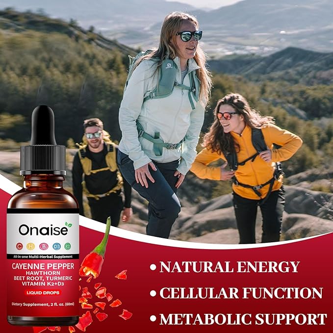 Cayenne Drops - Cayenne Pepper Drops Liquid Supplement with Organic Hawthorn Beet Root Turmeric Vitamin K2 D3