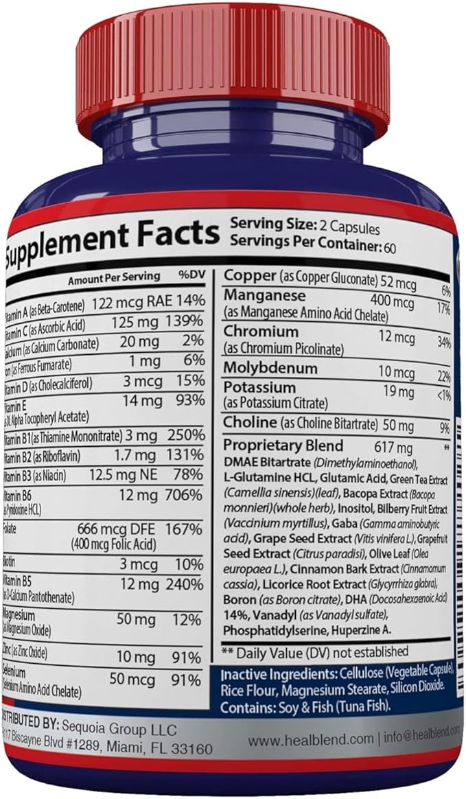 Neuro Plus Brain &amp Focus Formula - Brain Booster Supplement Supports Mental Clarity &amp Focus - Enhances Concentration &amp Mental Energy – 120 Capsules (3 Pack)