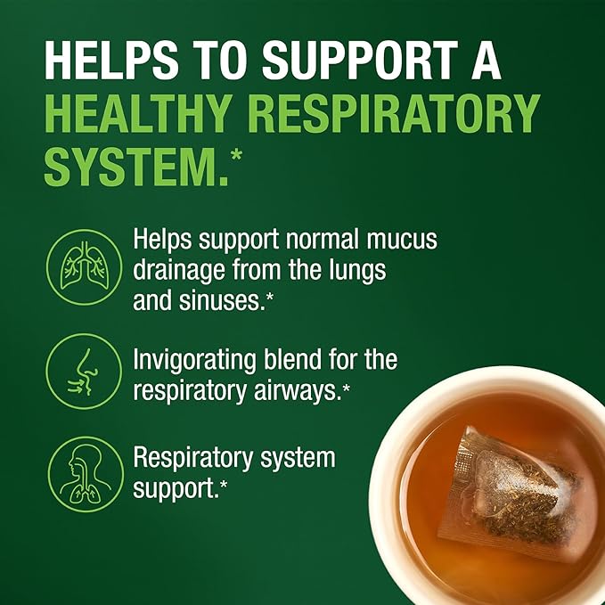 Bell Ezee Breathing Tea Bags Respiratory &amp Lung Support | Natural Herbal Blend with Peppermint Thyme Eucalyptus &amp More| Lab Tested Vegan Non-GMO Caffeine Free 20 Tea Bags - 2 Pack