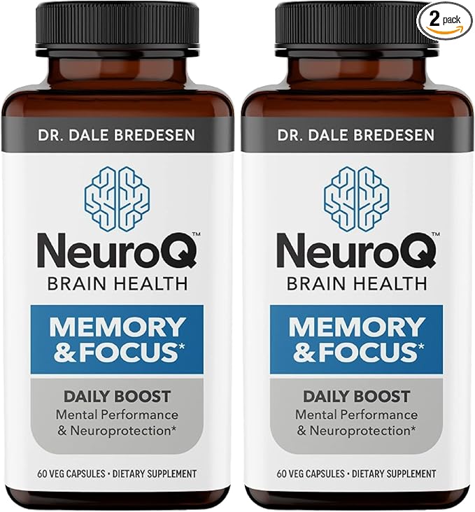 NeuroQ Memory &amp Focus - Boosts Cognitive Performance &amp Brain Function - Neuroprotective Formula by Dr. Dale Bredesen - Gotu Kola Ginkgo Phosphatidylserine &amp Propolis - 60 Capsules (Pack of