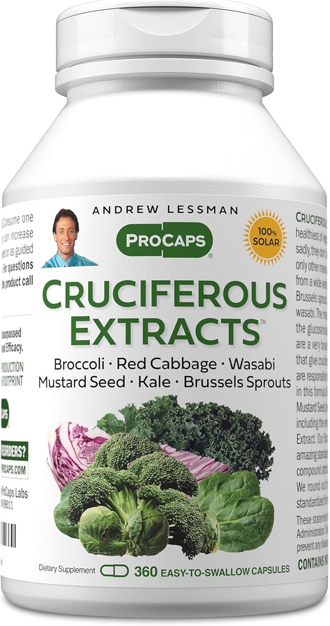 ANDREW LESSMAN Cruciferous Extracts 360 Capsules - High Levels of Glucosinolates and Sulforaphane from Broccoli Red Cabbage Mustard Seed Wasabi Brussels Sprouts and Kale Extracts No Additives