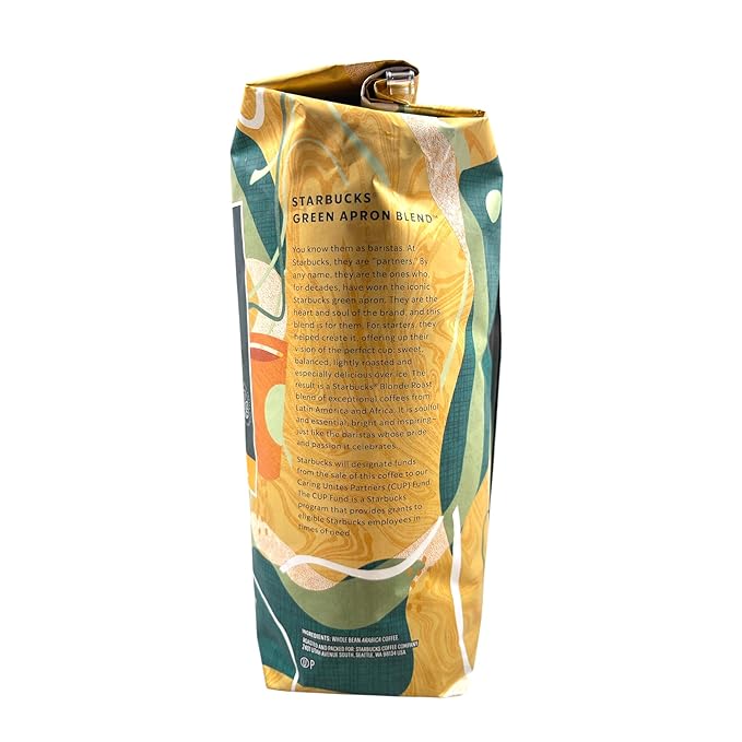 Starbucks Green Apron Blend Blonde Roast Whole Bean Coffee Honeybell Orange &amp Graham Cracker Notes 16 oz
