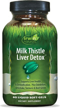 Irwin Naturals Milk Thistle Liver Detox - 60 Liquid Soft-Gels Supports Liver Health with Dandelion Artichoke Turmeric &amp Green Beet Root - 30 Total Servings