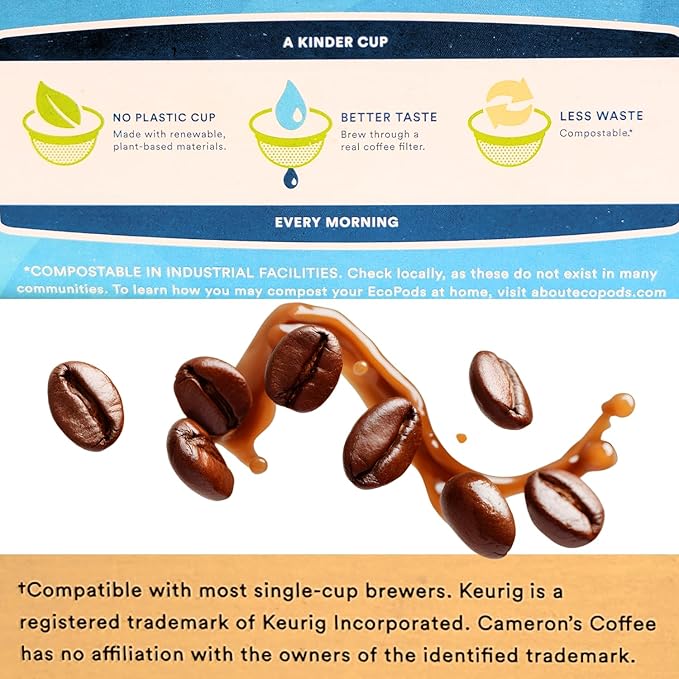 50-count single-cup coffee pack sampler for Keurig K-Cup Brewers Variety of Cameron's flavors Jamaican Blend Hawaiian 100% Colombian and Vanilla Hazelnut Packaged by Brightest Place Compatible with