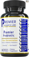 Premier Research Labs Premier Probiotic - Pre Pro Post Biotics for Women &amp Men Quad Biotic Quadbiotic Prebiotics Probiotics Postbiotics &amp Phytobiotics - 30 Vegetarian Softgel Capsules