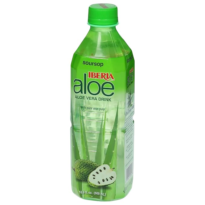 Iberia Aloe Vera Drink With Pure Aloe Pulp Soursop 16.9 Fl Oz (Pack of 24)