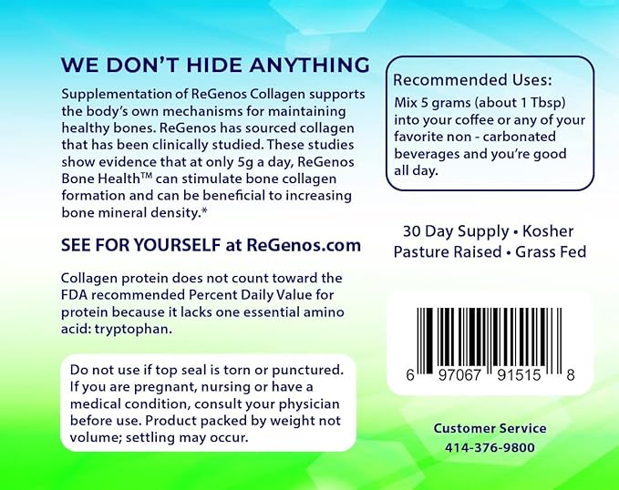Collagen Bioactive Hydrolyzed Collagen Peptides Powder Supplement FORTIBONE® Unflavored Type 1 and 3 Gluten Free Kosher 90 Day Supply (3 Pack)