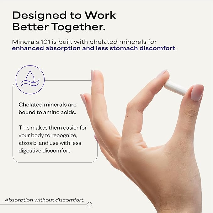 Minerals 101 by Dave Asprey | Daily Essential Mineral Support | Trace Mineral Supplement with Calcium Magnesium Malate Chromium Zinc Copper Potassium | 30 Day Supply