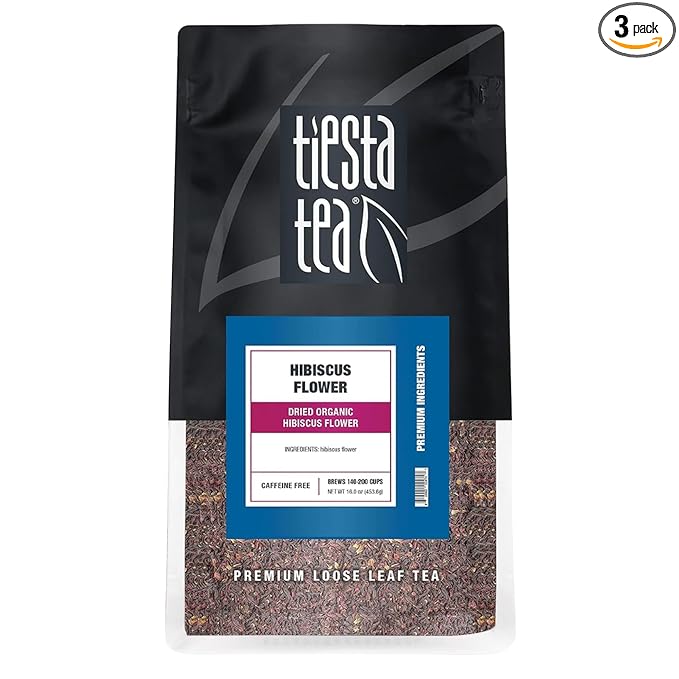 Tiesta Tea - 3lb Hibiscus Flowers Cut &amp Sifted Loose Tea 3lb1360g Bulk Resealable Bag Raw Hibiscus Flower Agua Fresca Flor de Jamaica Baked Goods Dressings Jams Soaps &amp More 3-Pack
