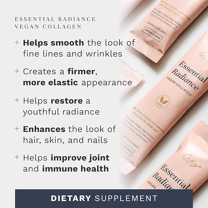 City Beauty Essential Radiance Collagen Boosting Blend - Vegan Dietary Supplement - Supports Collagen Production - Solution for Skin Hair and Nails - Anti-Aging Beauty Supplement