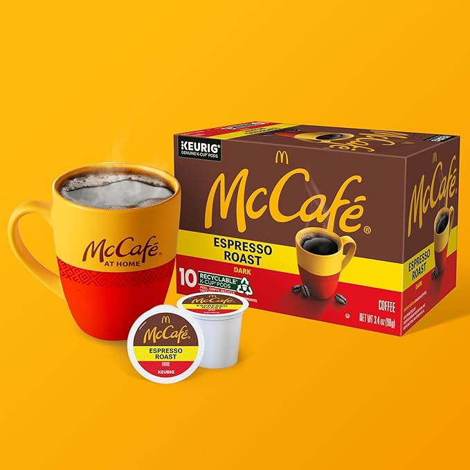 McCafe Espresso Roast Coffee Keurig Single-Serve K-Cup Pods 60 Count (6 Packs of 10) Dark Roast Made with Arabica Beans Bold Flavor with Bittersweet Chocolate &amp Toasted Nut Notes