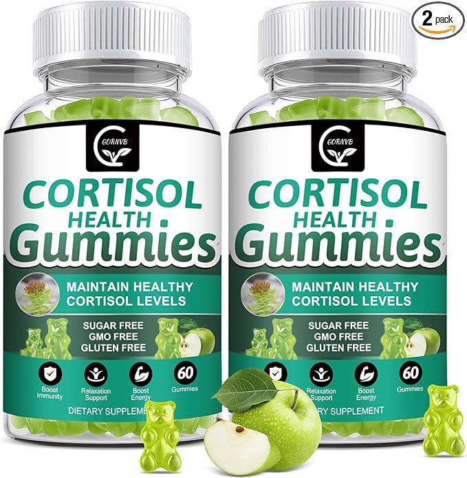 Cortisol Gummies Cortisol Supplement for Women with Magnesium Ashwagandha Rhodiola Phosphatidylserine L-Theanine Black Pepper Vitamin C &amp B6 - Relaxation Focus Sleep Support - 2 Pack