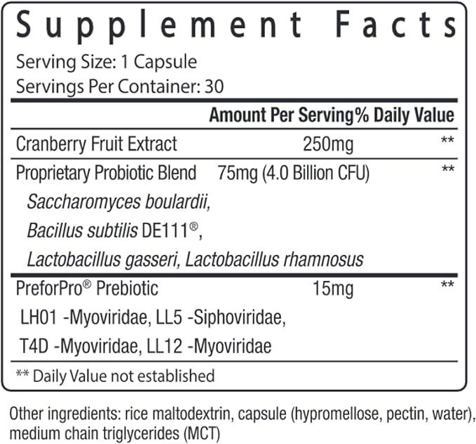pH-D Feminine Health Support - Women's Health Probiotic with Prebiotic Blend Cranberry Fruit Extract - Oral Supplement - 30 Count