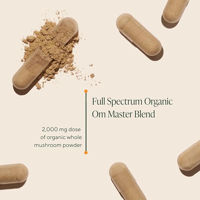 Om Master Blend Mushroom Capsules - Organic Mushroom Supplement with 10 Mushrooms and Ashwagandha – Supports Immunity Gut Health &amp Stress Relief 168 Count (56 Servings)