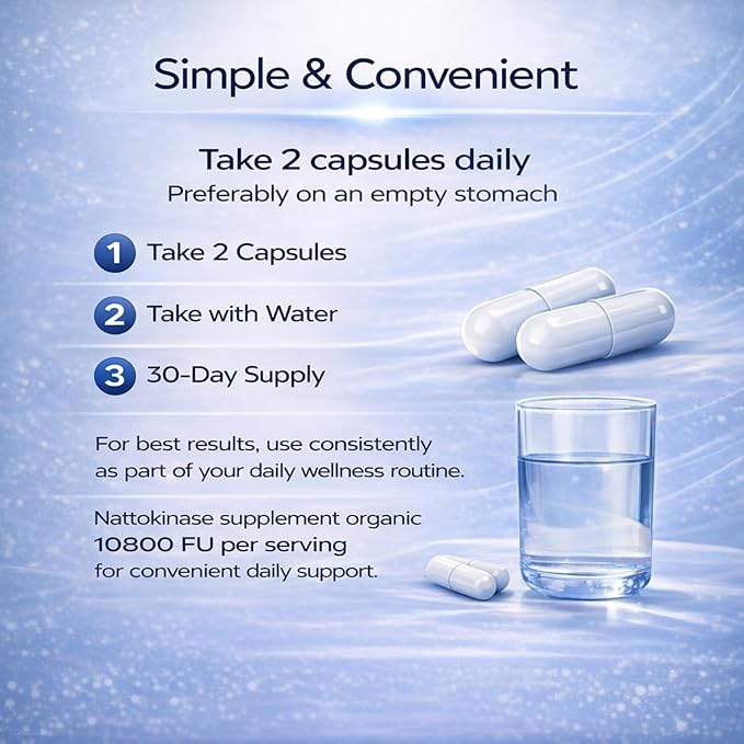 Ultimate Nattokinase Capsules Nattokinase Supplement Organic 10800 FU Per Serving for Heart Health and Daily Wellness Support Vegan Gluten Free 60 Capsules (2)