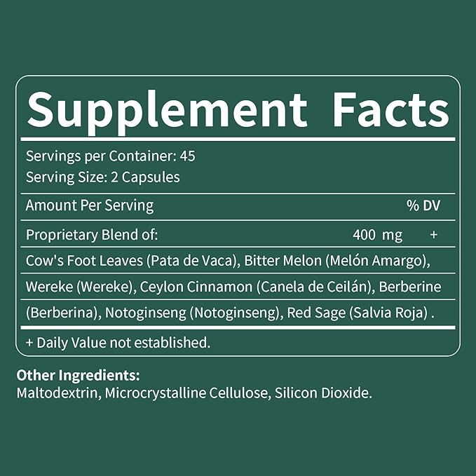 Pata de Vaca - Natural Blood Health &amp Metabolism Support Capsules.90Capsules