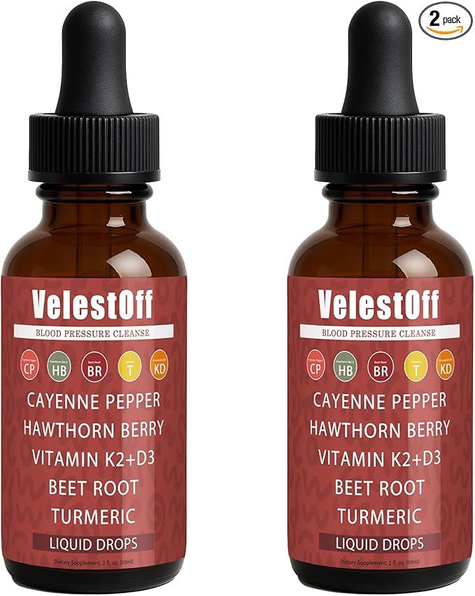 Velestoff Cayenne Pepper - Cayenne Pepper Drops Liquid Supplement with Organic Hawthorn Beet Root Turmeric Vitamin K2 D3