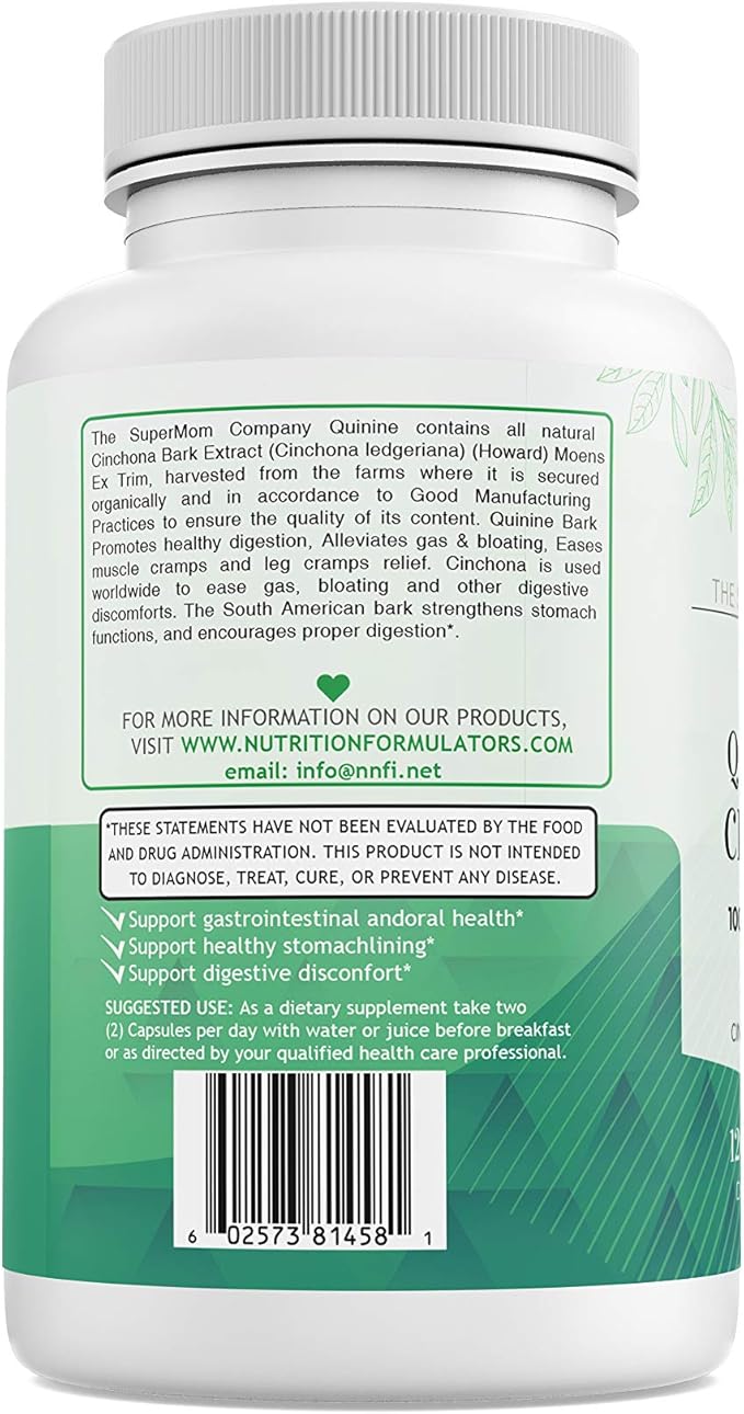 Quinine Cinchona Bark Extract 1000 mg – Herbal Supplement for Muscle &amp Leg Cramp Relief Digestive Support &amp Immune Health – 120 Capsules Non-GMO Made in USA