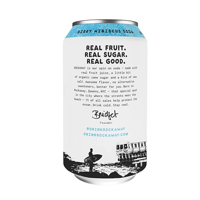 ROCKAWAY Berry Hibiscus Soda Drinks - Low calorie drinks made from Real Fruit Juice All Natural - Soda Pop Drinks Gluten Free Vegan GMO Free - 12oz (12 Pack)