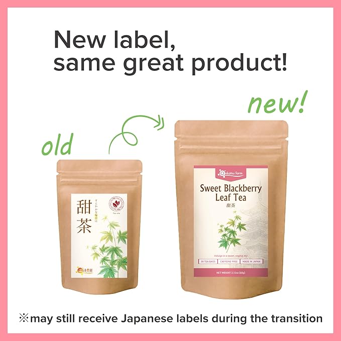 Onkatsu Farm Sweet Blackberry Leaf Premium Japanese Tea Bags Bold Herbaceous Flavor Hot or Iced Caffeine Free 30 Total Tea Bags