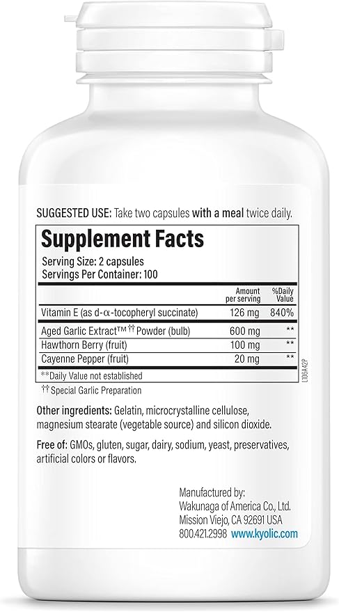 Kyolic Aged Garlic Extract Formula 106 Circulation Health* 200 Capsules.
