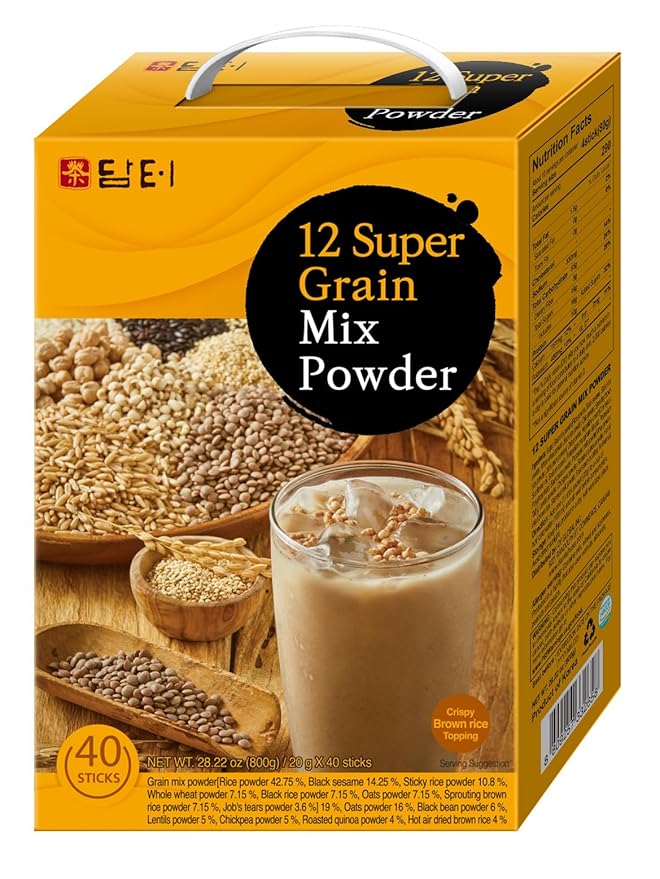 Damtuh Korean Misugaru Drink Mix Bundle – 15-Grain Multigrain Powder + 12-Grain Multigrain Powder Latte-Style Drink Caffeine-Free 20g x 80 Stick Packs