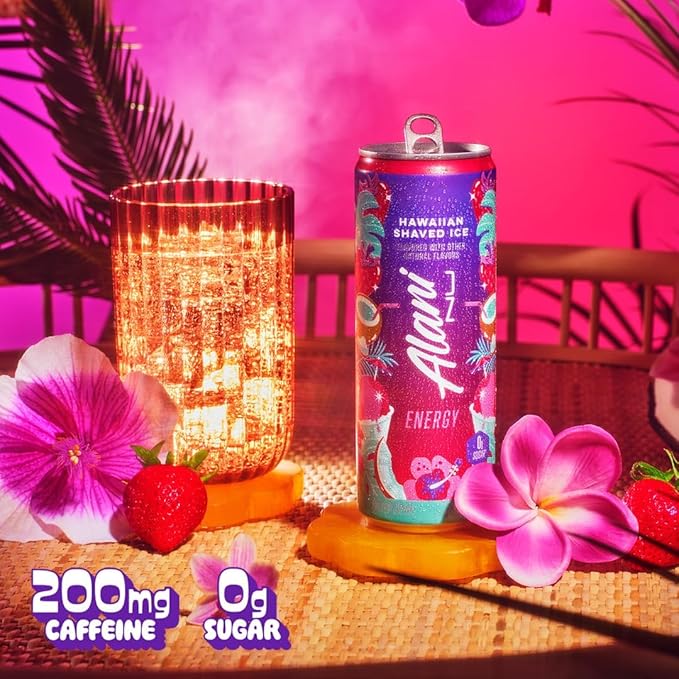 New Alani Energy Drinks Lime Slush Dream Float Hawaian Shaved Ice Variety Pack Sugar-Free Low-Calorie 200mg Caffeine Energy Boost Drink 12 fl oz (Pack of 6)