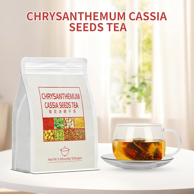 Liver Detox TeaChrysanthemum Cassia Seeds Tea Bags(160g 8gX20Bags) Honeysuckle Chinese wolf-berry Sweet-scented Osmanthus Burdock Root Combination of Floral Tea 菊花决明子茶包