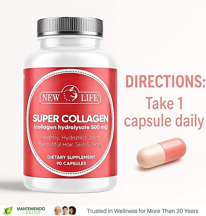 New Life Super Collagen 500mg Hair &amp Skin Joint Support 90 Capsules 90 Capsules