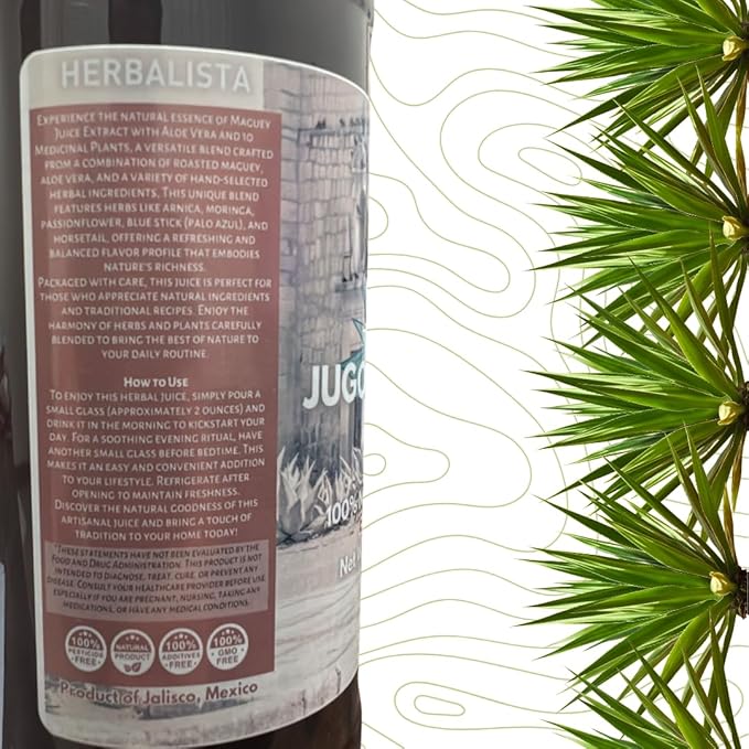 Herbalista Maguey Tarasco 2 Pack Bundle - Black Juice + Maguey Natural - Jugo De Maguey Tarasco Asado + Natural Extract 33.3 Fl oz (1 Liter) Each | All Natural 100% Juice | Jugo de Maguey de Michoaca