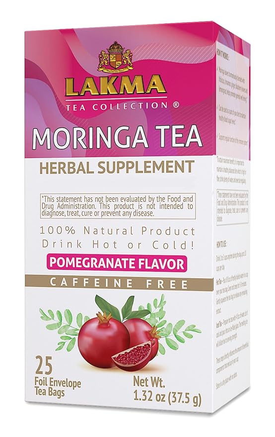 HYLEYS Lakma Moringa Oleifera Tea with Pomegranate - 25 Tea Bags - (12 Pack - 300 Tea Bags Total)