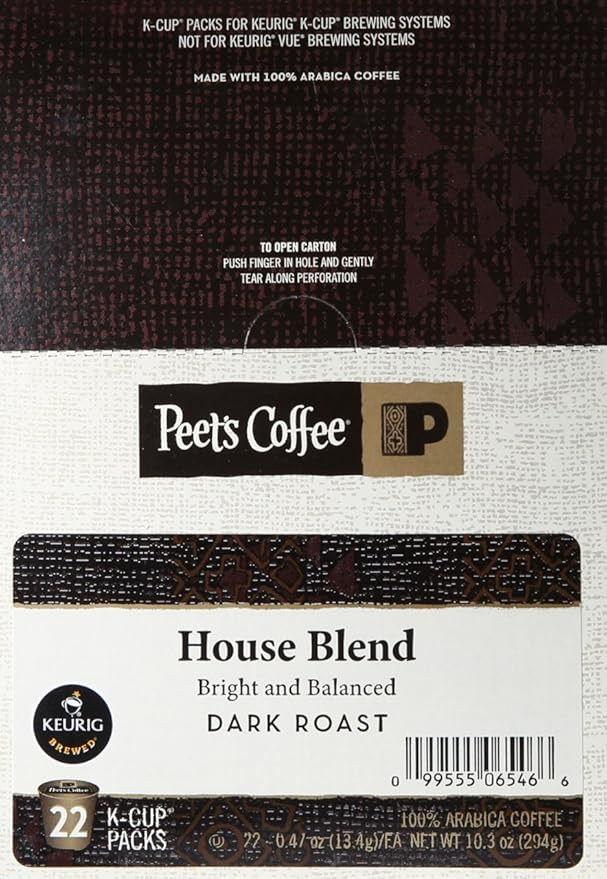 Peet's Coffee &amp Tea House Blend K-Cup Pack for Keurig K-Cup Brewers 22 Count