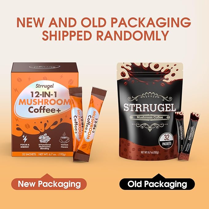 Organic Mushroom Coffee with Lion’s Mane &amp Reishi - 9 Functional Mushrooms + Ashwagandha for Focus Energy &amp Stress Relief - Low Caffeine Instant Coffee Sticks 32 Servings