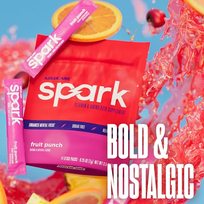 AdvoCare Spark - Energy Drink Mix - Vitamin &amp Amino Acid Supplement - Supports Energy &amp Focus* - Portable Immune Support* - Sugar-Free - Fruit Punch 14 Stick Packs (3.5 oz)