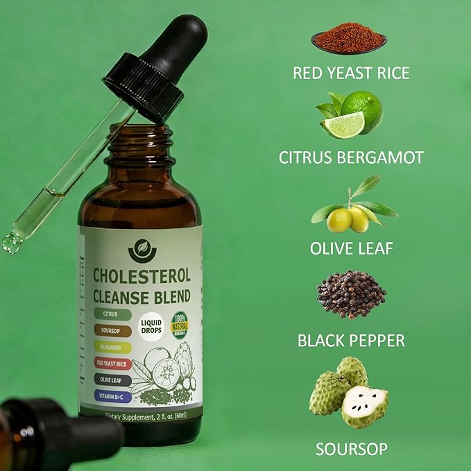 Red Yeast Rice Cleanse with Citrus Bergamot Olive Leaf and Black Pepper Non-GMO Herbal Daily Wellness Supplement 30 Servings