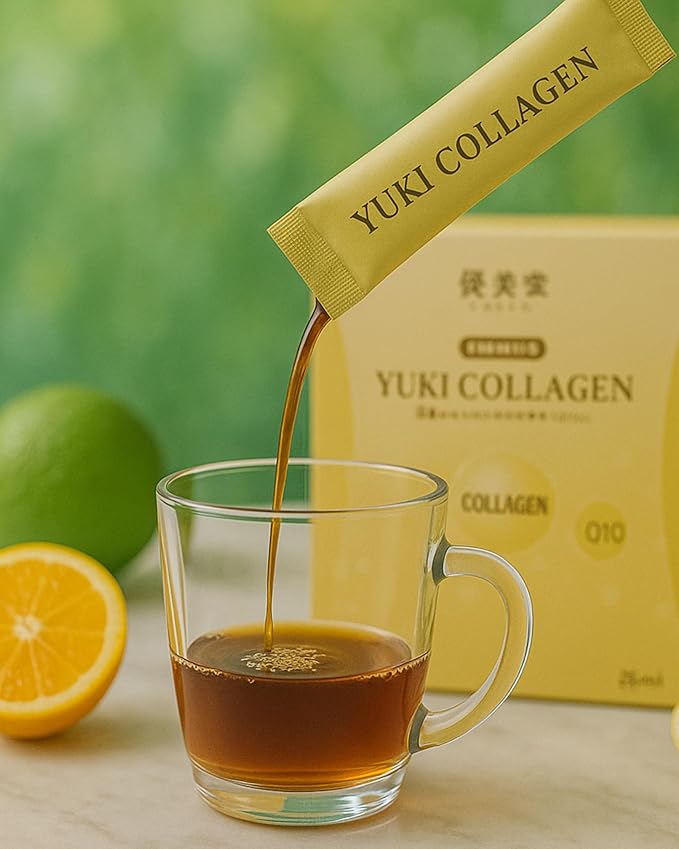 Yuki Premium Collagen Drink 8400mg Collagen with Hyaluronic Acid Bird's Nest Extract Fucoidan Extract CoQ10 and Vitamins 30 Pouches (25ml Each) Made in Japan