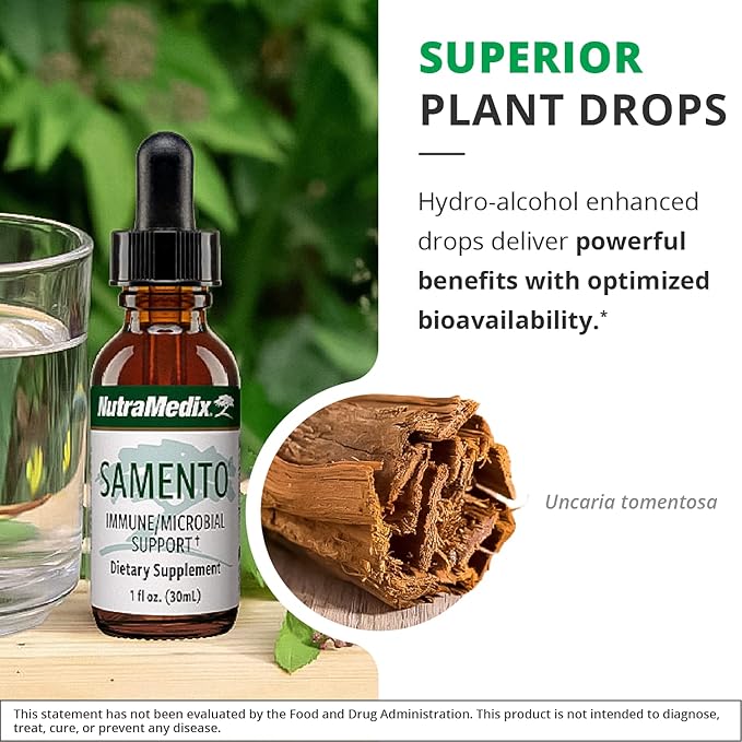 NutraMedix Samento Cat's Claw Tincture - Cat's Claw Immune Support Supplement for Brain Antioxidant Cardiovascular &amp Microbial Support - Bioavailable Herbal Supplements from Nature (2oz / 60ml)