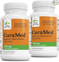 Terry Naturally CuraMed 750 mg - Antioxidant Supplement for Brain &amp Heart Health - Supplement with High-Potency Curcumin Complex - Kidney Liver &amp Immune Health Support - 120 Softgels (Pack of